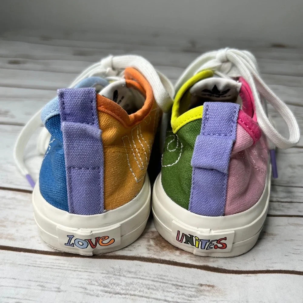 Adidas Nizza Pride Love Unites Multicolor Patchwork Low Top Sneakers Size 6.5
